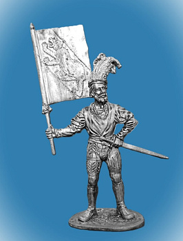 Картинка 090. Оловянный солдатик Швейцарский знаменосец города Берна, нач. 16 века, 54мм  от магазина Масштаб