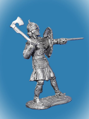 Картинка 023. Оловянный солдатик Русский богатырь с тарчем 16-17в, 54мм  от магазина Масштаб