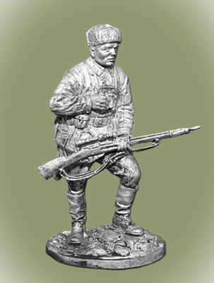Картинка WWII-003 Оловянный солдатик Cнайпер Василий Зайцев. 1942 г. СССР, 54 мм  от магазина Масштаб