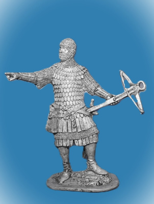Картинка 018. Оловянный солдатик Немецкий арбалетчик, нач. 14 века  от магазина Масштаб