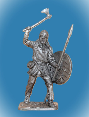 Картинка 219. Оловянный солдатик Викинг с копьём и топором, 9-10 вв., 54мм  от магазина Масштаб