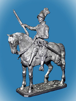 Картинка 091. Оловянный солдатик Европейский конный аркебузир, 1600 г., 54мм  от магазина Масштаб