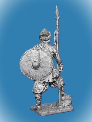 Картинка 331 Оловянный солдатик Варяжский дружинник с копьем, 10 век, Русь, 54 мм  от магазина Масштаб