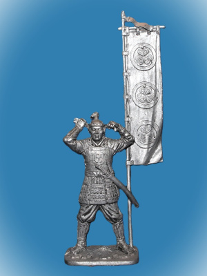 Картинка 226. Оловянный солдатик Асигару с флагом, 1600 г, 54мм  от магазина Масштаб