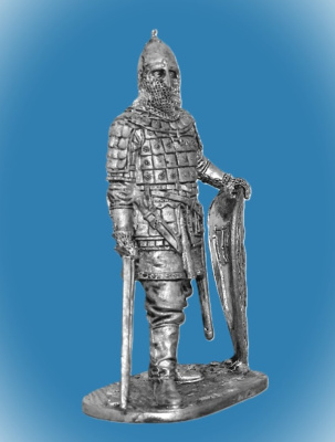 Картинка 243. Оловянный солдатик Русский знатный воин, конец 13-14 в, 54мм  от магазина Масштаб