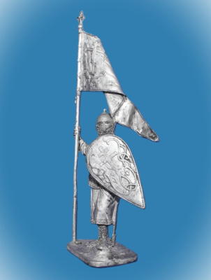 Картинка 244. Оловянный солдатик Русский дружинник со стягом, 13 в, 54мм  от магазина Масштаб