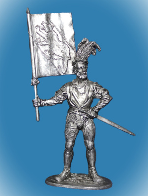 Картинка 090. Оловянный солдатик Швейцарский знаменосец города Берна, нач. 16 века, 54мм  от магазина Масштаб