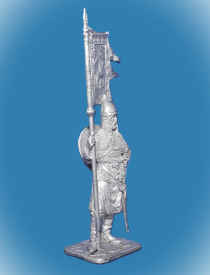 Картинка 290. Оловянный солдатик Русский ратник со стягом Св. Георгия, 11-13 вв., 54 мм  от магазина Масштаб