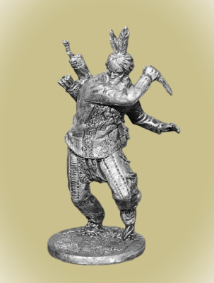 Картинка WW-11 Оловянный солдатик Индеец с ножом, 54 мм.  от магазина Масштаб