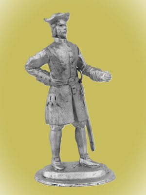 Картинка P-139 Русский офицер, 1706 г., 54 мм, металл  от магазина Масштаб