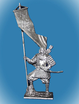 Картинка 183. Оловянный солдатик Японский воин-монах с флагом, 1185 г, 54мм  от магазина Масштаб