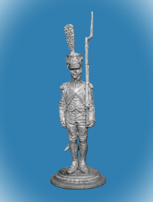 Картинка 054. Оловянный солдатик Фузелер-гренадер императорской гвардии Франция 1806-14гг, 54мм  от магазина Масштаб