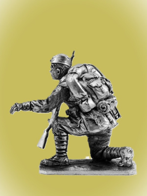 Картинка P-036 Боец – вожатый РККА с собакой - истребителем танков 1941-1943 гг., 54 мм, металл  от магазина Масштаб