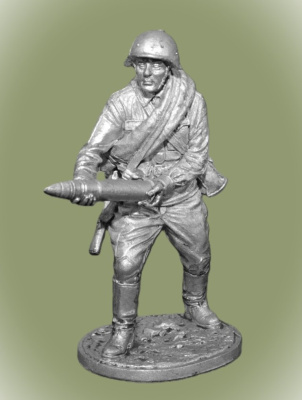 Картинка WWII-068 Красноармеец-артиллерист со снарядом к 76-мм дивизионной пушке, 1941-43 гг. СССР. 54 мм  от магазина Масштаб