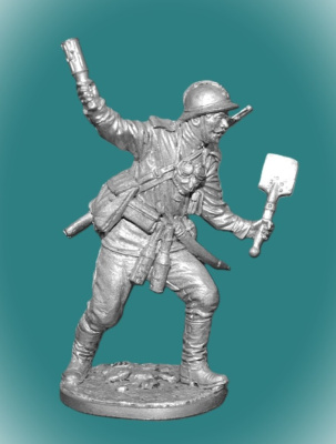 Картинка WWI-5 Оловянный солдатик гренадер штурмовой команды. Россия, 1915-17гг.., 54мм  от магазина Масштаб