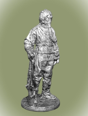 Картинка WWII-082 Оловянная фигура Солдат химических войск РККА, 1941-45гг. СССР, 1943-45 гг. СССР, 54мм  от магазина Масштаб