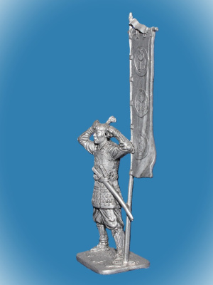 Картинка 226. Оловянный солдатик Асигару с флагом, 1600 г, 54мм  от магазина Масштаб