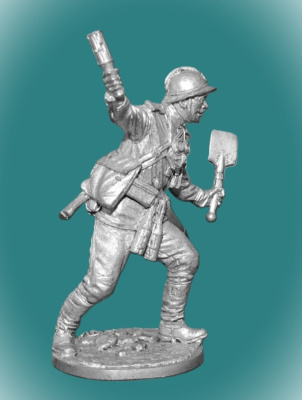 Картинка WWI-5 Оловянный солдатик гренадер штурмовой команды. Россия, 1915-17гг.., 54мм  от магазина Масштаб