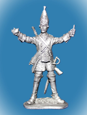 Картинка 035. Оловянный солдатик Русский гренадер Драгунского полка 1732-1774гг, 54мм  от магазина Масштаб
