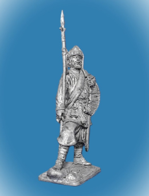 Картинка 331 Оловянный солдатик Варяжский дружинник с копьем, 10 век, Русь, 54 мм  от магазина Масштаб