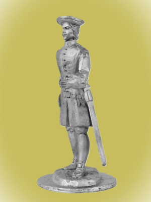 Картинка P-139 Русский офицер, 1706 г., 54 мм, металл  от магазина Масштаб