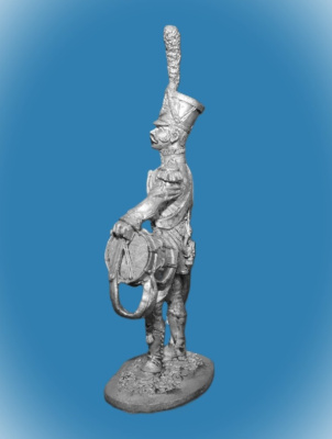 Картинка 051. Оловянный солдатик Барабанщик карабинеров легкой пехоты, Франция 1809-1814г, 54мм  от магазина Масштаб