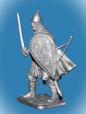 Картинка 291. Оловянный солдатик Русский княжеский дружинник, 11-13 вв., 54 мм  от магазина Масштаб
