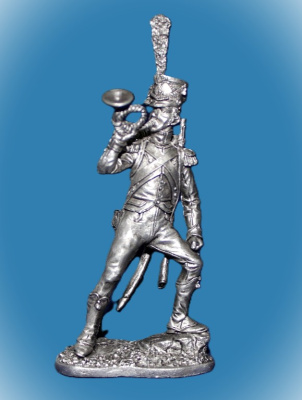 Картинка 050. Оловянный солдатик Корнет волтижеров легкой пехоты Франция 1809-13гг, 54мм  от магазина Масштаб