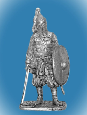 Картинка 276. Оловянный солдатик Воин княжеской дружины. Русь, 10 в., 54 мм  от магазина Масштаб
