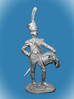 Картинка 051. Оловянный солдатик Барабанщик карабинеров легкой пехоты, Франция 1809-1814г, 54мм  от магазина Масштаб