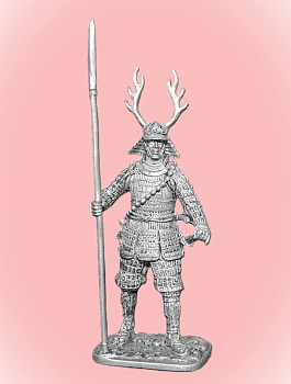 Картинка 128. Оловянный солдатик Самурай с копьём яри, 1600 г., 54мм  от магазина Масштаб