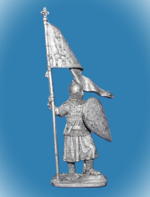 Картинка 244. Оловянный солдатик Русский дружинник со стягом, 13 в, 54мм  от магазина Масштаб