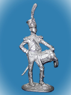 Картинка 051. Оловянный солдатик Барабанщик карабинеров легкой пехоты, Франция 1809-1814г, 54мм  от магазина Масштаб
