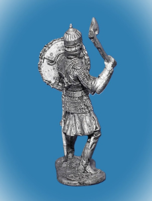 Картинка 023. Оловянный солдатик Русский богатырь с тарчем 16-17в, 54мм  от магазина Масштаб