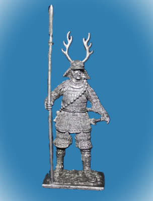 Картинка 128. Оловянный солдатик Самурай с копьём яри, 1600 г., 54мм  от магазина Масштаб