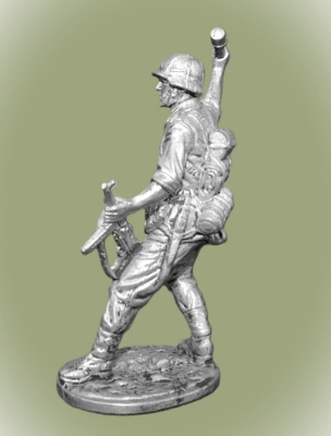 Картинка WWII-044 Немецкий солдат с МР40 и гранатой 1943-1945  54 мм.  от магазина Масштаб