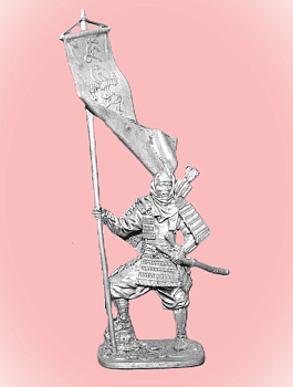 Картинка 183. Оловянный солдатик Японский воин-монах с флагом, 1185 г, 54мм  от магазина Масштаб