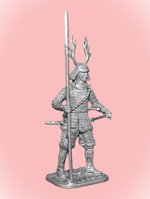 Картинка 128. Оловянный солдатик Самурай с копьём яри, 1600 г., 54мм  от магазина Масштаб