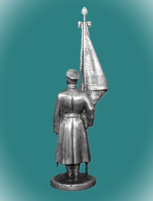 Картинка WWI-6 Оловянный солдатик Знаменосец-подпрапорщик195 пехотного Оровайскогополка, 1916г., 54мм  от магазина Масштаб