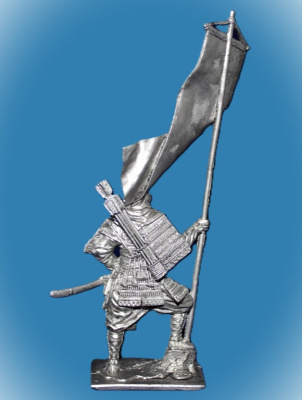 Картинка 183. Оловянный солдатик Японский воин-монах с флагом, 1185 г, 54мм  от магазина Масштаб