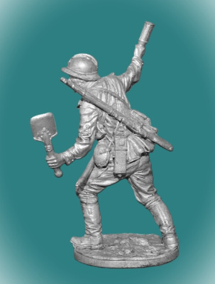Картинка WWI-5 Оловянный солдатик гренадер штурмовой команды. Россия, 1915-17гг.., 54мм  от магазина Масштаб