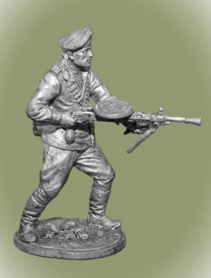 Картинка WWII-015 Краснофлотец морской пехоты Черноморского флота с пулемётом ДП. 1943-45 гг. СССР ,54 мм.  от магазина Масштаб