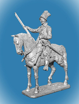 Картинка 091. Оловянный солдатик Европейский конный аркебузир, 1600 г., 54мм  от магазина Масштаб