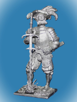 Картинка 118. Оловянный солдатик Ландскнехт с мечом, 16 век, 54мм  от магазина Масштаб