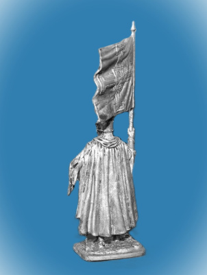 Картинка 129. Оловянный солдатик Тевтонский рыцарь со знаменем Ордена, 1400 г., 54мм  от магазина Масштаб