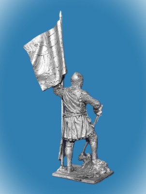 Картинка 166. Оловянный солдатик Немецкий пехотинец со знаменем, 14 в, 54мм  от магазина Масштаб