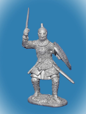 Картинка 021. Оловянный солдатик Русский ратник 13-14в, 54мм  от магазина Масштаб