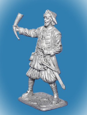 Картинка 302 Оловянный солдатик Княжеский дружинник с рогом. Русь, 10 в, 54 мм  от магазина Масштаб